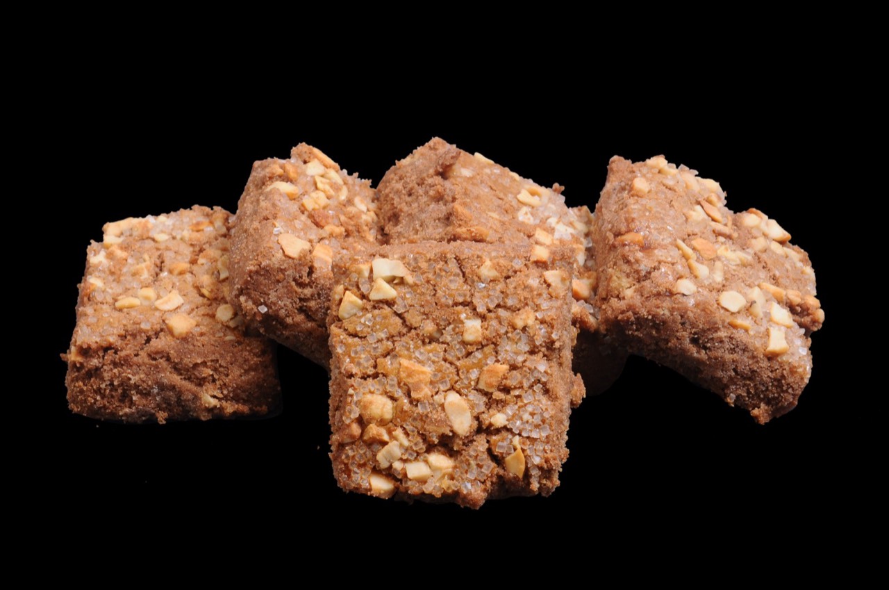 Chocolate cashew biscuits topped with nuts