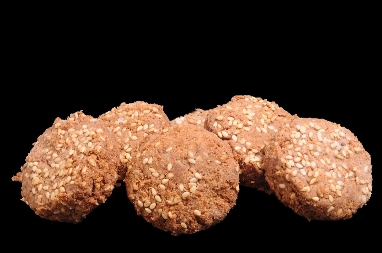 Sesame-topped biscuits
