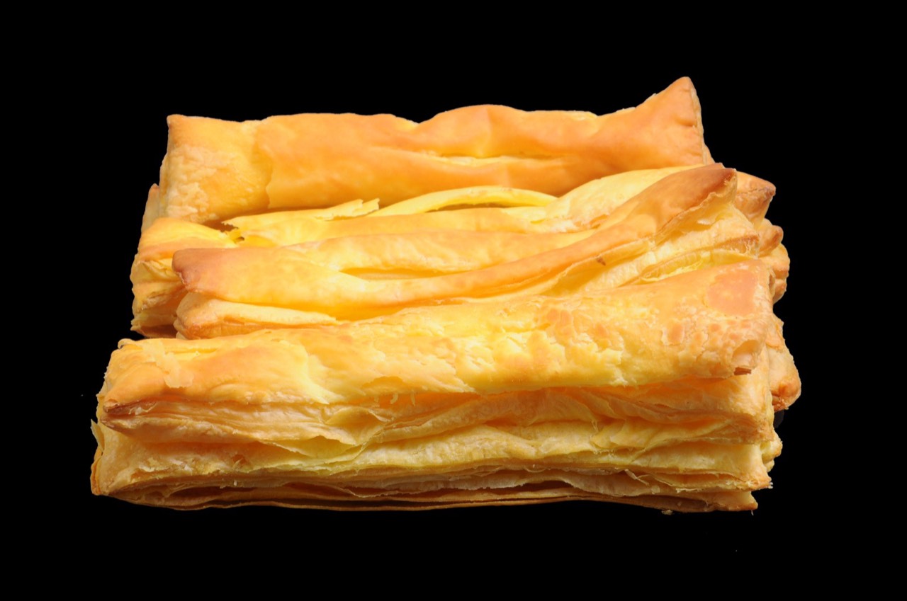 Flaky golden chicken puff pastry, fresh from the oven