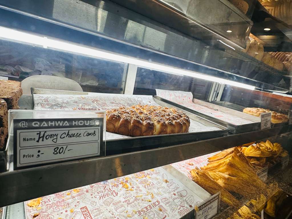 Honey Cheese Comb on the bakery counter at Qahwa House